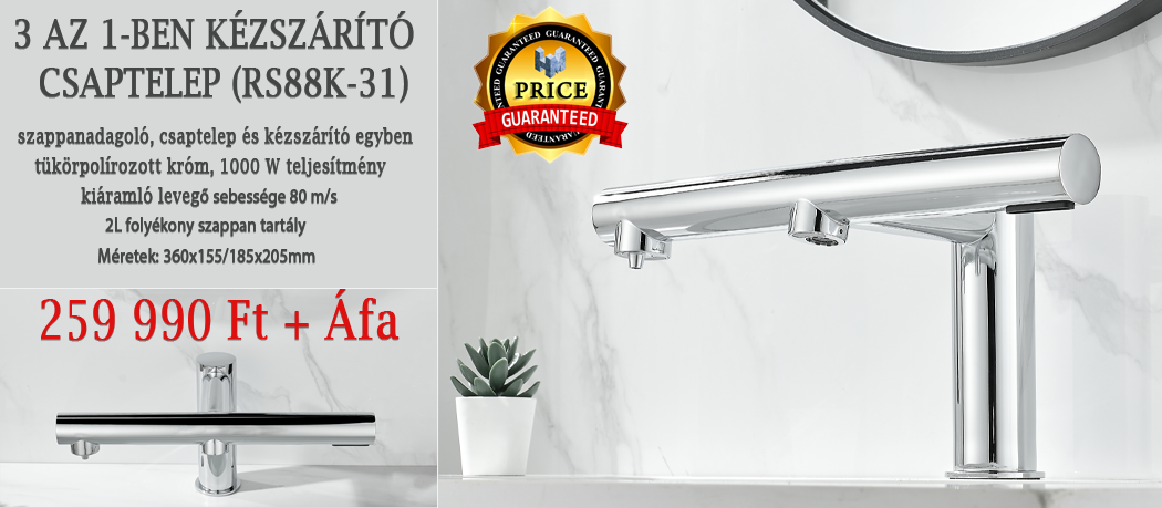 3 az 1-ben kezszárító és csaptelep